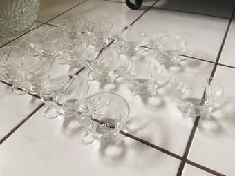 Set of glass punch bowl cups ladle 3