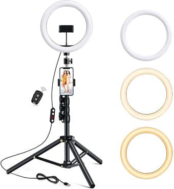 10.2 inch Selfie Ring Light with Tripod Stand & 2 Phone Holders, LETSC 1