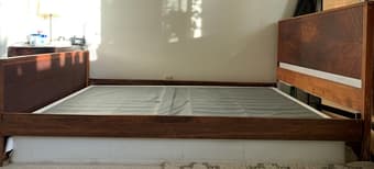 Twin Size Wooden Bed Frame with Spring Box 2