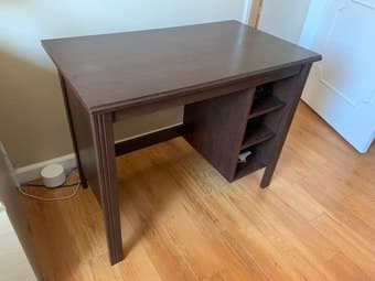nice, compact dark desk + chair 1