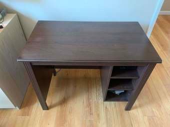 nice, compact dark desk + chair 3