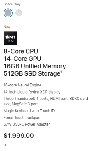 Macbook pro 14" space gray color 2