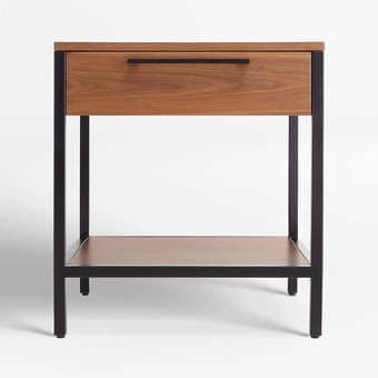 Crate and Barrel - James Walnut with Black Frame Nightstand 1