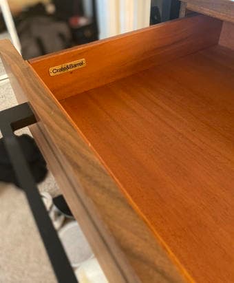 Crate and Barrel - James Walnut with Black Frame Nightstand 3