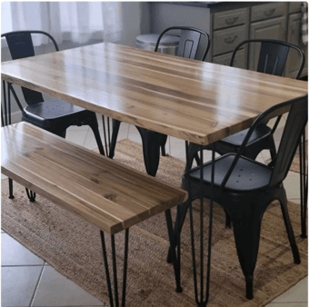 Butcher Block Wood Dining Table with Bench! Sits a total of 6 2