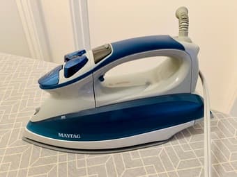 Almost brand new Maytag iron + Ironing board + Wire Rack 1