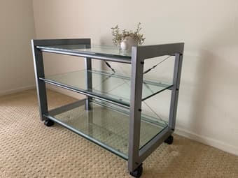 Glass and metal shelves or TV stand 2