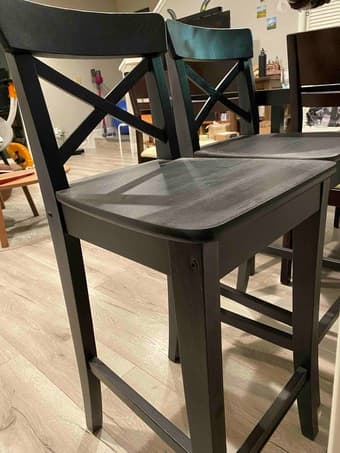 Pair of bar stools with backrest, brown-black 24 3/4'' 1