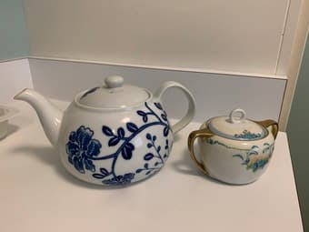 Kitchenware, coffee maker, bowls, tea pots, food miller, moving sale! 2