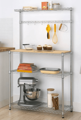 Kitchen prep rack with storage shelves 2