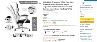 Ergonomic Office Chair, High Back, Adjustable Mesh Back with Lumba 1