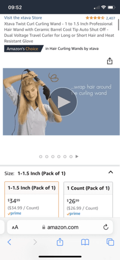 Xtava Tapered Curling Wand— 1-1.5in 2