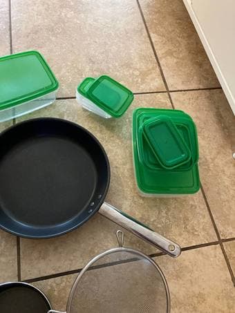 Pan + pots + strainer + plastic containers IKEA 1