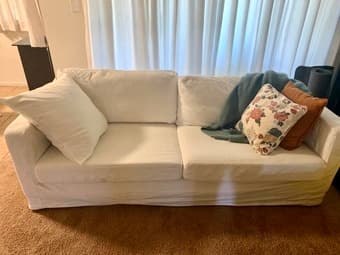 Ikea KARLSTAD couch + pillows + throw blanket 1