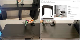 IKEA MICKE Desk, Iron Cabinet, Bookshelf, Bin with Lid 1