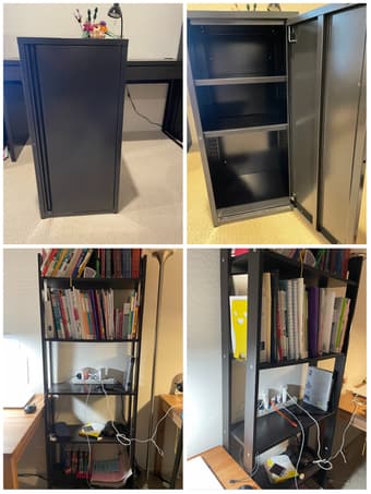 IKEA MICKE Desk, Iron Cabinet, Bookshelf, Bin with Lid 3
