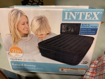 Queen size Intex Air  mattress ( 22” raised built in electric pump 1