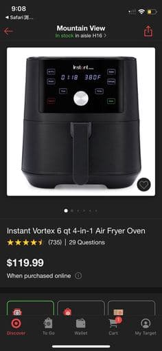 Instant vortex 6 qt 4 in 1 air fryer oven 1