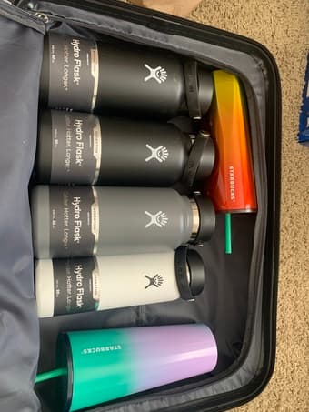 Hydroflasks, starbucks bottles 1