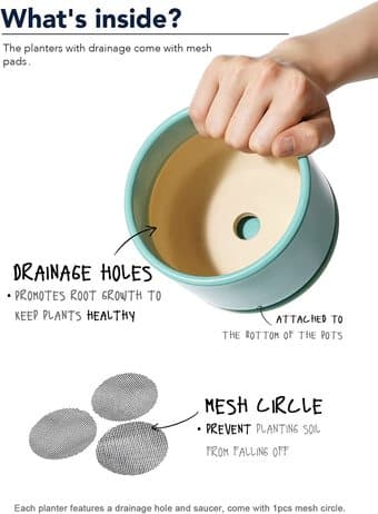6inch planter with drainage hole - Still in original packaging! 3