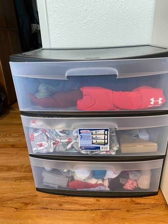 2 sets of plastic drawers 3