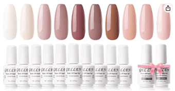 Gellen Gel Nail Kit UV/LED Light,10 Colors + top and base coat 2