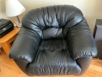 Leather Sofa set, 3 seater, 2 seater, and a single included, black 3