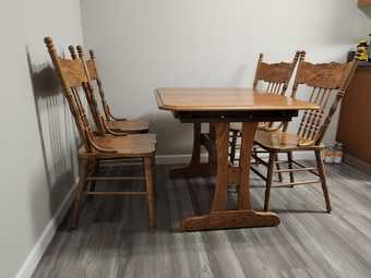 wood dining table and 4 chairs 2
