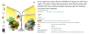 Grow Lights for Indoor Plants, KINGBO Full Spectrum LED 50% off 3