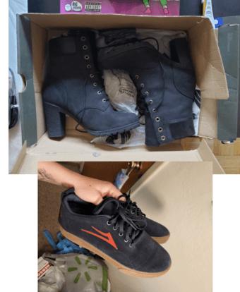 women's clothes, men's skate shoes, mug, kpop albums 2