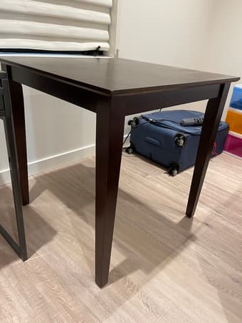 【FOR SALE】Square Kitchen Table Darkwood 75cm x 75cm +2 Matching Chairs 2