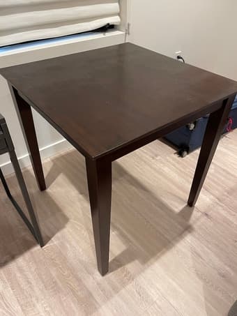 【FOR SALE】Square Kitchen Table Darkwood 75cm x 75cm +2 Matching Chairs 3