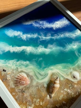 Self-made Resin art beach painting 1