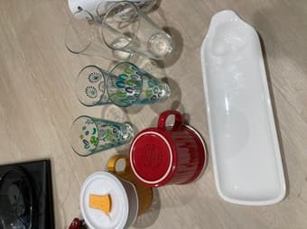 glasses, cups, and dish 1