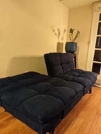 Walmart faux suede navy sofa 3