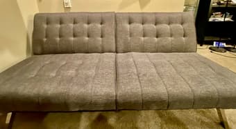 DHP Emily Futon With Chrome Legs, Grey Linen 1