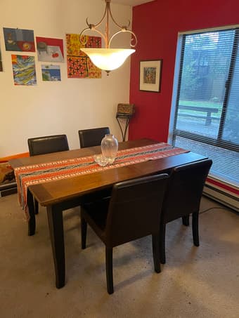 Free Wood Dining Table, 4 chairs, Office Chhair 1