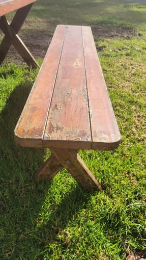 Outdoor table and bench (redwood) 2