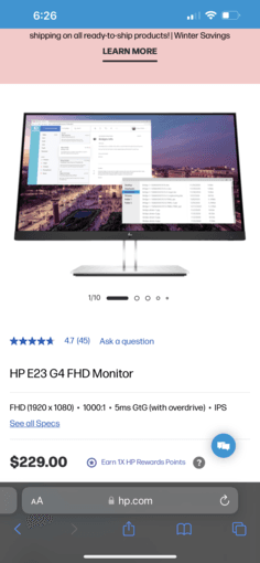 HP monitor 24’ 1