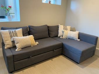 Dark Grey Sleeper Sectional with Storage For Sale 90 1/2" 1