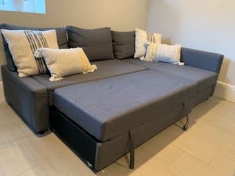 Dark Grey Sleeper Sectional with Storage For Sale 90 1/2" 2