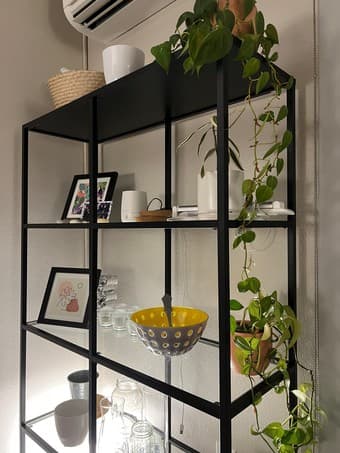 Two black-brown metal and glass shelves (IKEA) 1