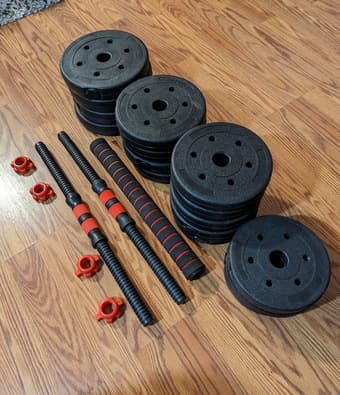 Mildly used adjustable dumbbell set for sale 2