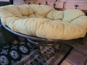 papasan cushion + chair 1