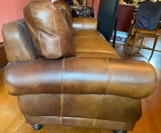 Handsome and comfortable leather couch, about 8 years old. Moving sale 3