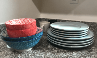 set of west elm plates, bowel and cutlery 2