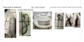 Kitchenware: Plates, utensils, produce storage containers, baking tool 1