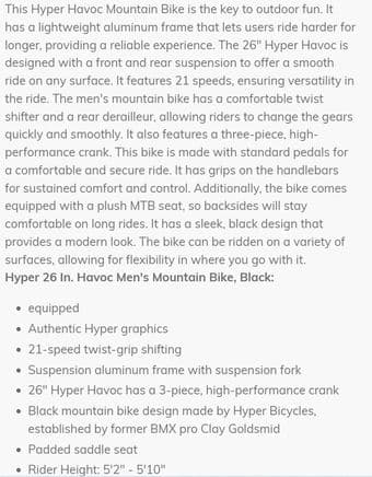 26" Bike + U-Lock and cable for sale - $85 2