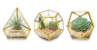 Lamp and 3 gold planters 1