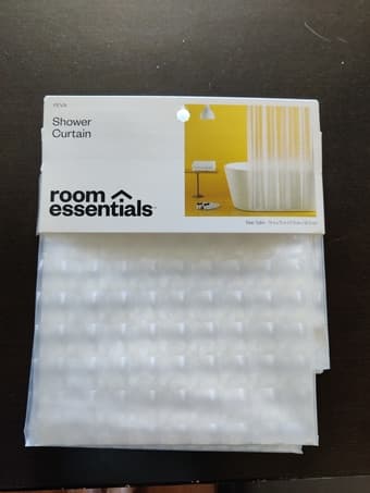 Shower curtain, Wastebasket, Scrub Sponges 2